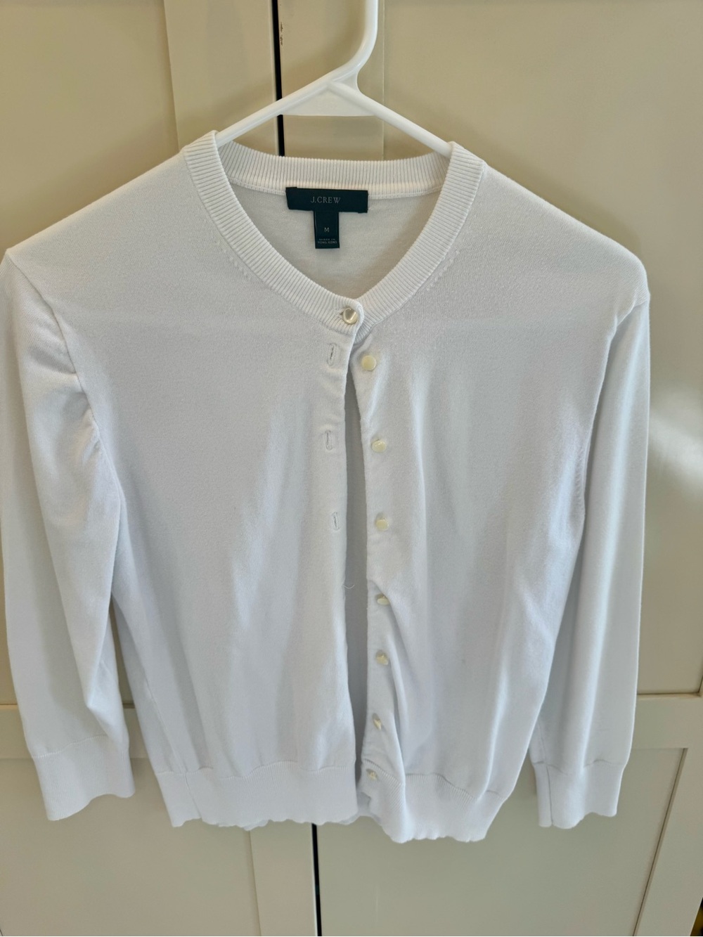 J. Crew Women’s White Jackie Button-Front Crewneck Cardigan